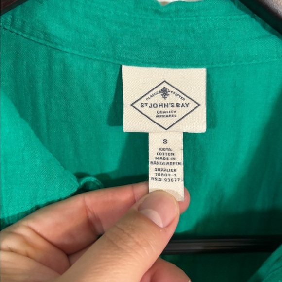 St. John’s Bay Green Cotton Tunic Dress Women’s Small V-Neck Short Sleeve - Picture 3 of 6